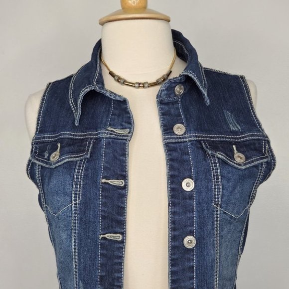 Amethyst Jean Harley Davidson Applique Vest, L (J) - Picture 4 of 12